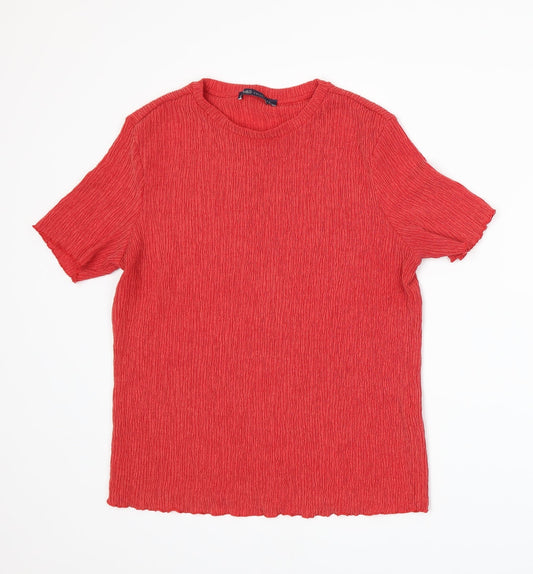 Womens UK Size 14 Marks and Spencer Red Basic T-Shirt