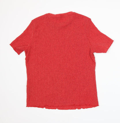 Womens UK Size 14 Marks and Spencer Red Basic T-Shirt