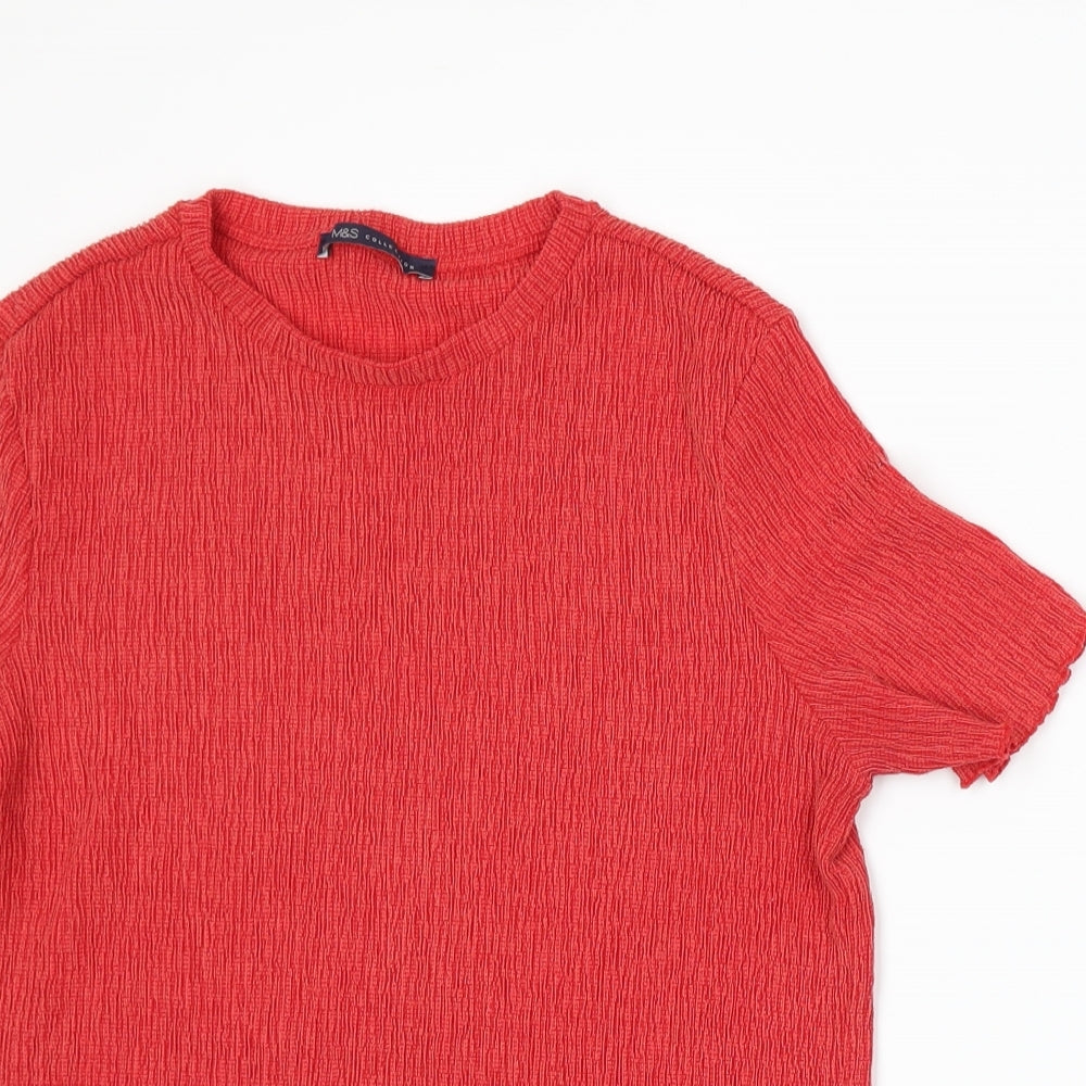 Womens UK Size 14 Marks and Spencer Red Basic T-Shirt
