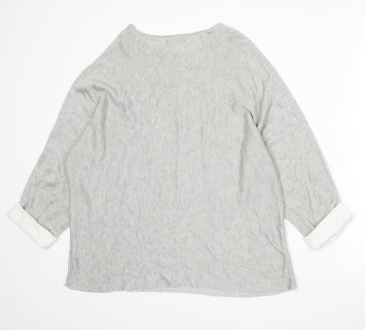 Cotton Traders Womens Grey  Knit Pullover Jumper Size 18