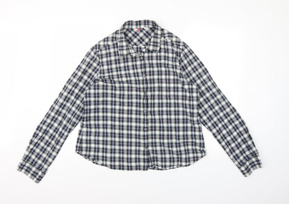 Preworn Womens Blue Check  Basic Button-Up Size XL