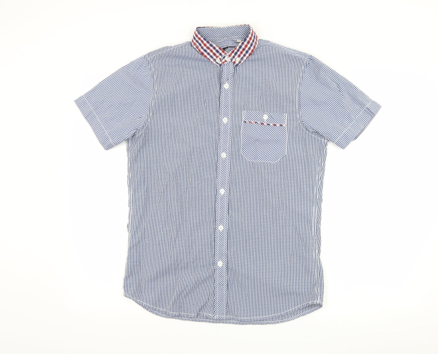 Mens UK Size S Twisted Soul Blue  Button-Up Short Sleeve Casual Shirt