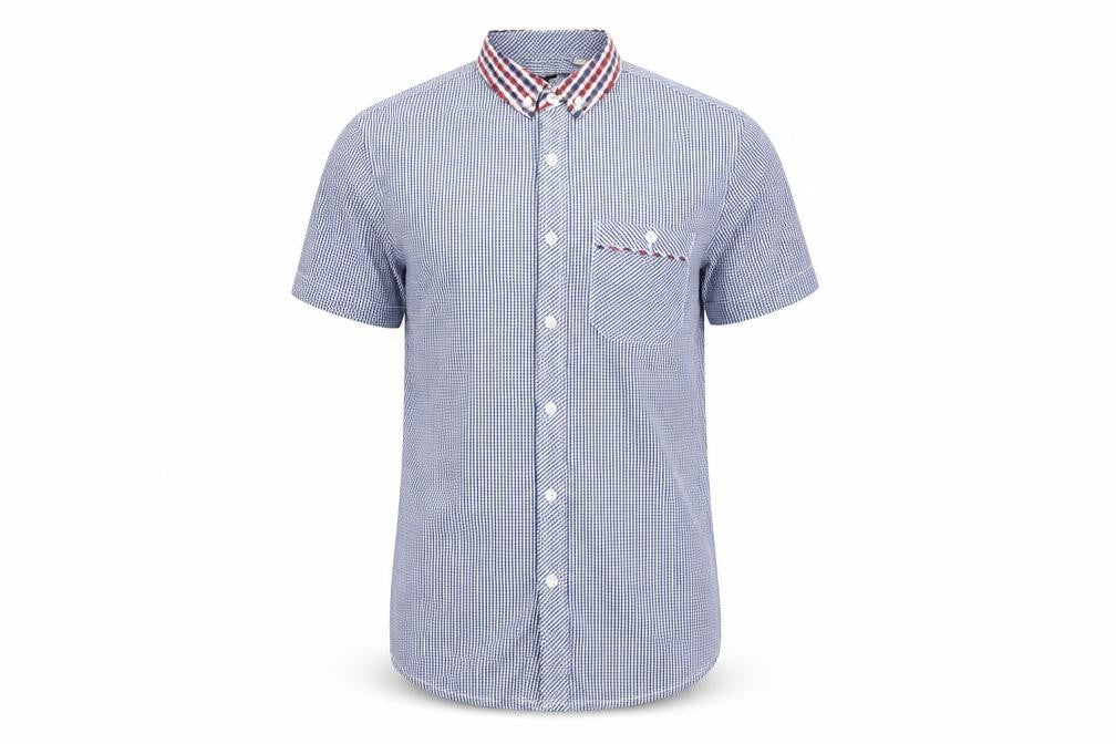 Mens UK Size S Twisted Soul Blue  Button-Up Short Sleeve Casual Shirt