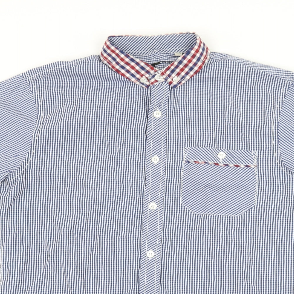 Mens UK Size S Twisted Soul Blue  Button-Up Short Sleeve Casual Shirt