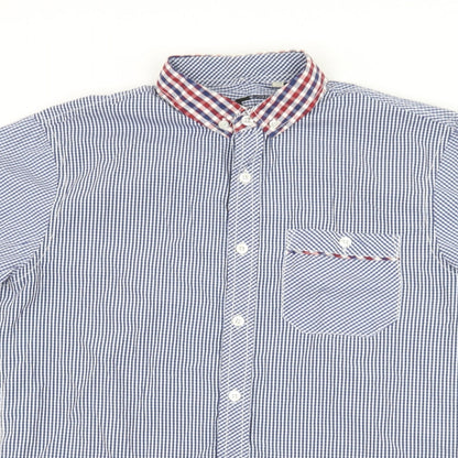 Mens UK Size S Twisted Soul Blue  Button-Up Short Sleeve Casual Shirt