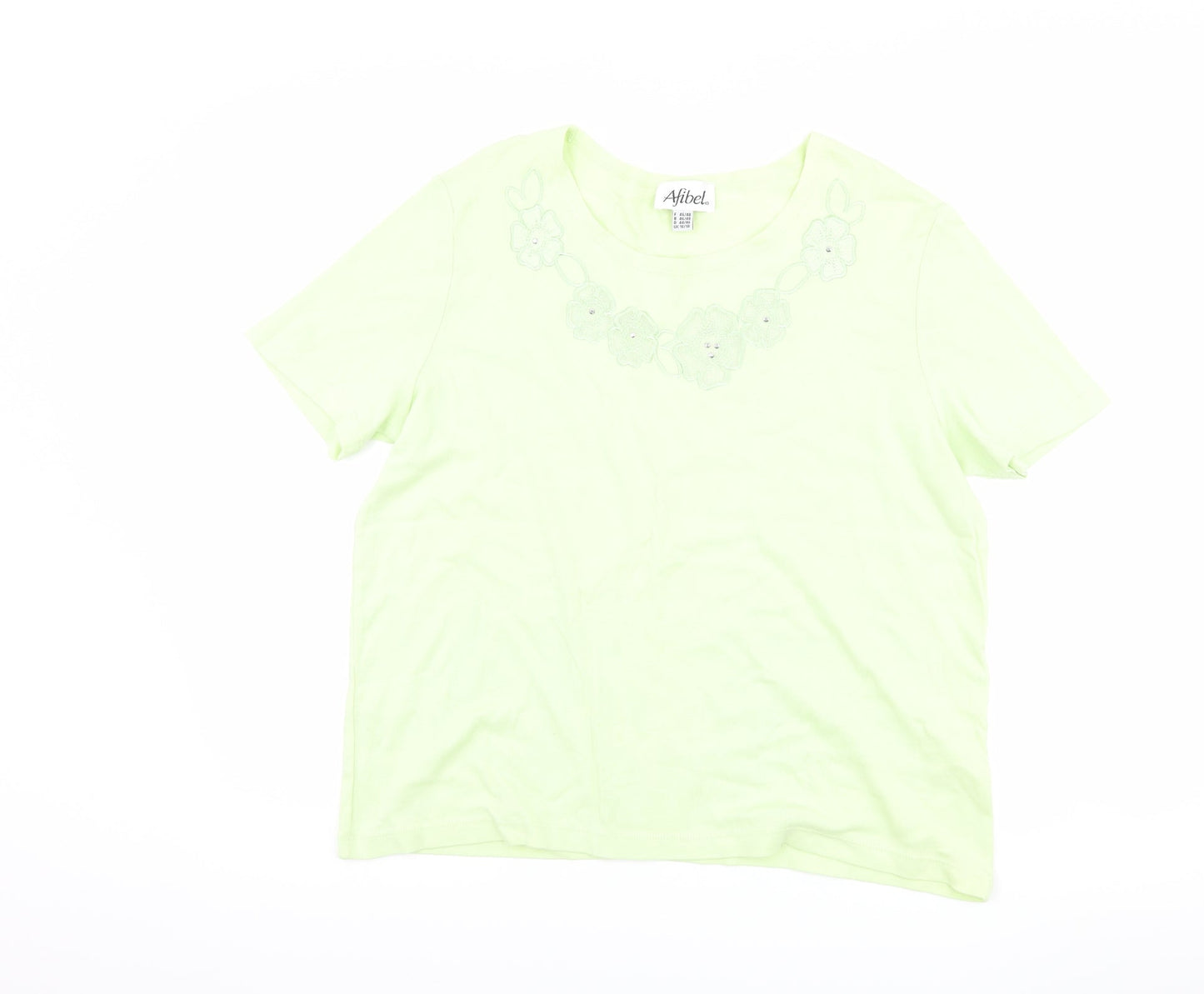 Womens UK Size 16 Afibel Green Basic T-Shirt