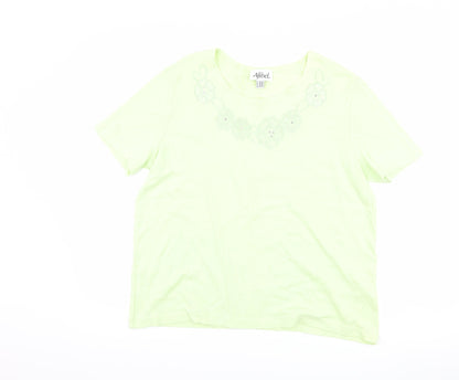 Womens UK Size 16 Afibel Green Basic T-Shirt