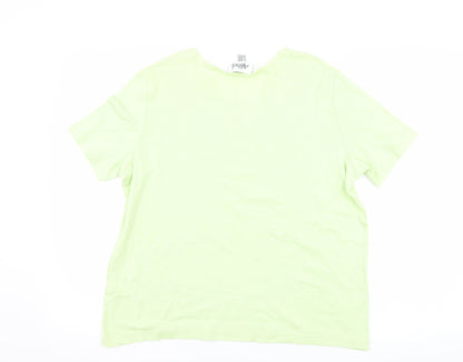 Womens UK Size 16 Afibel Green Basic T-Shirt