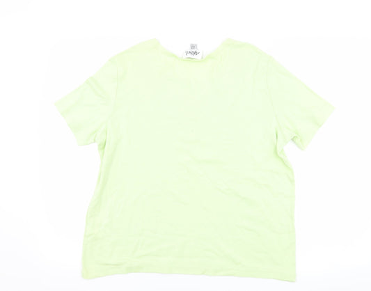 Womens UK Size 16 Afibel Green Basic T-Shirt