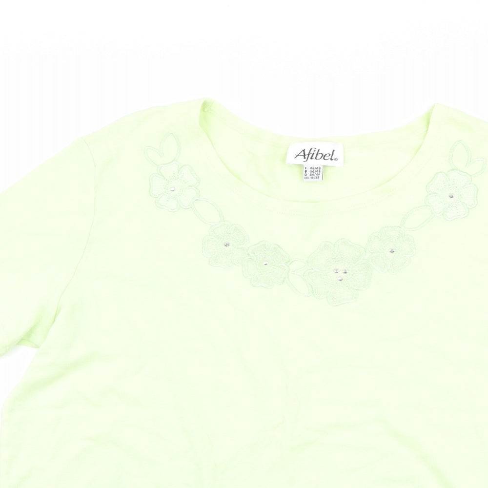 Womens UK Size 16 Afibel Green Basic T-Shirt