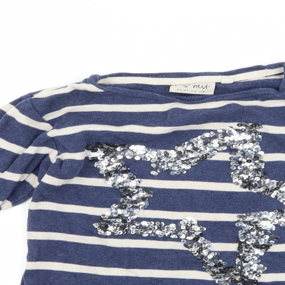 NEXT Girls Blue Striped  Pullover Jumper Size 5 Years  - star