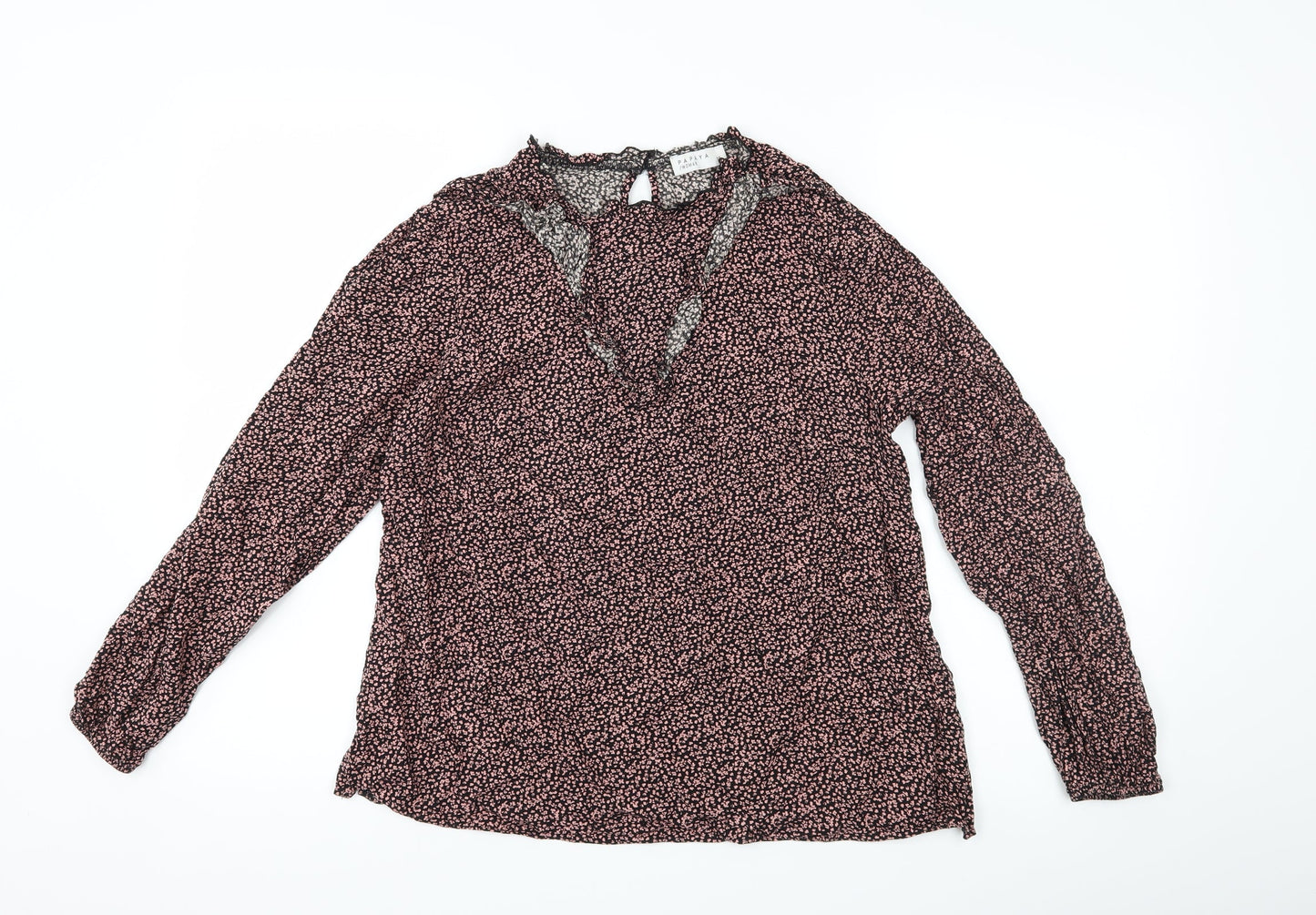 Papaya Womens Black Floral  Basic Blouse Size 14