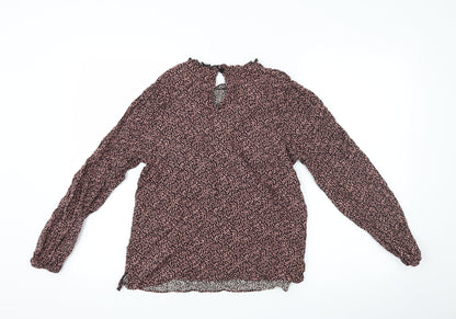 Papaya Womens Black Floral  Basic Blouse Size 14