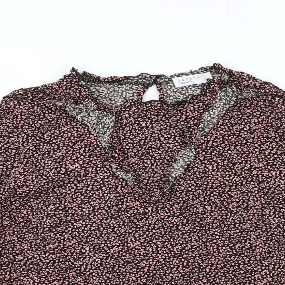 Papaya Womens Black Floral  Basic Blouse Size 14