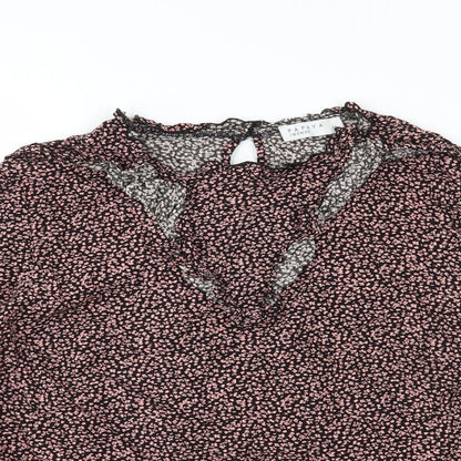 Papaya Womens Black Floral  Basic Blouse Size 14