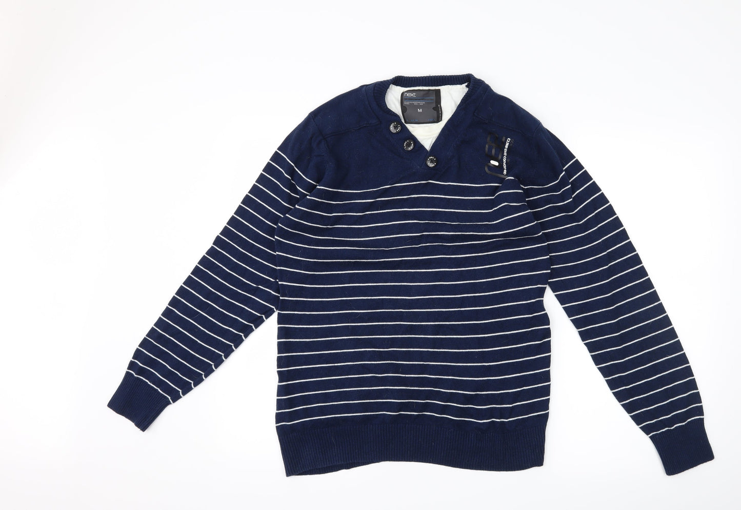 NEXT Mens Blue Striped  Pullover Jumper Size M