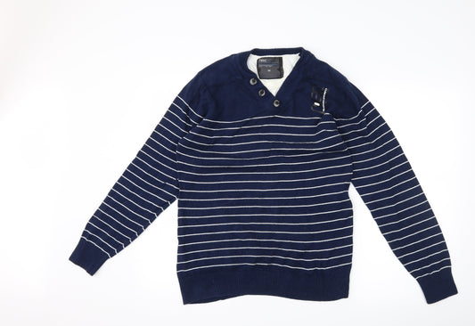 NEXT Mens Blue Striped  Pullover Jumper Size M
