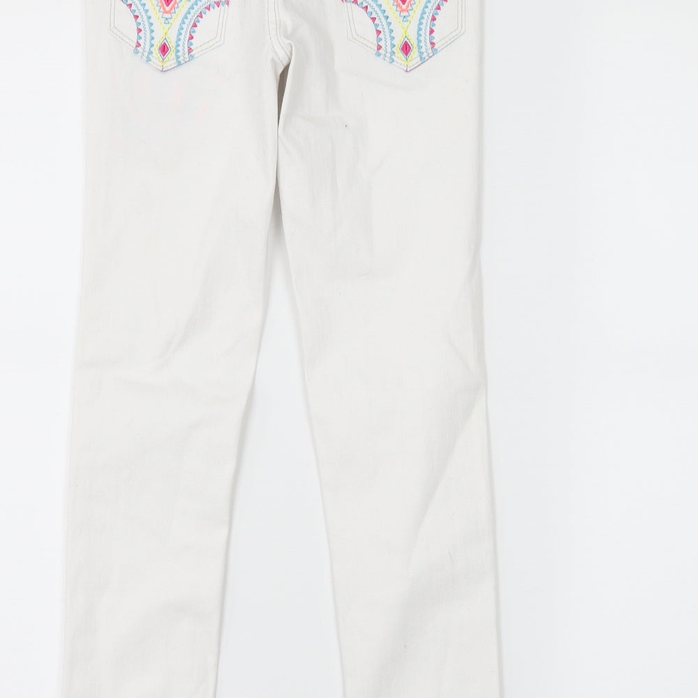 Debenhams Girls White  Denim Skinny Jeans Size 9 Years - butterflies