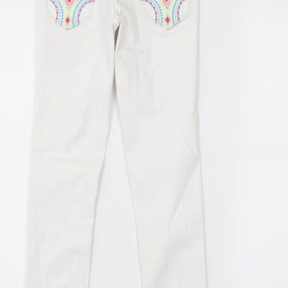 Debenhams Girls White  Denim Skinny Jeans Size 9 Years - butterflies