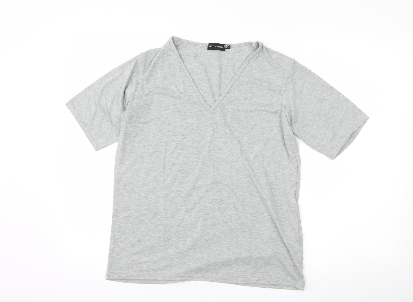 Womens UK Size 10 PRETTYLITTLETHING Grey Basic T-Shirt