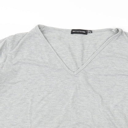 Womens UK Size 10 PRETTYLITTLETHING Grey Basic T-Shirt