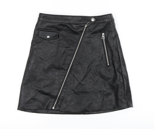 H&M Womens Black   A-Line Skirt Size 6