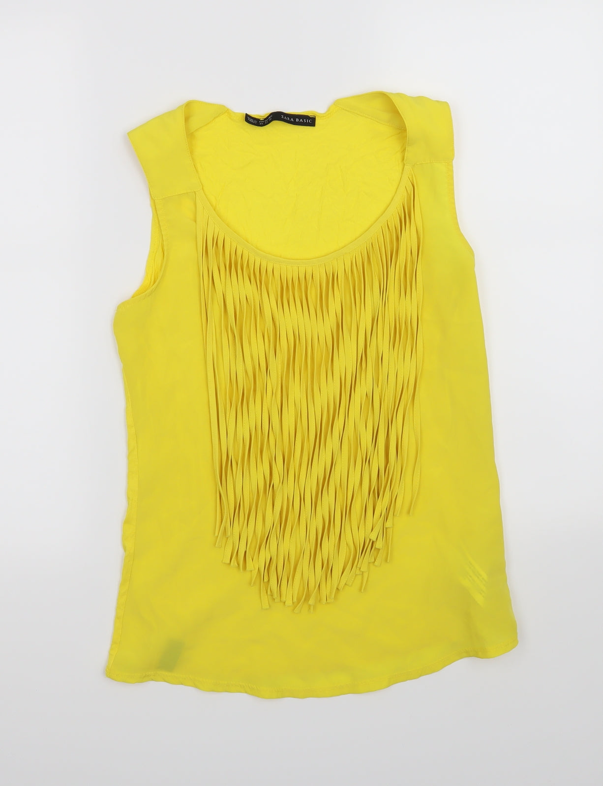 Womens UK Size XS Zara Yellow Basic Tank