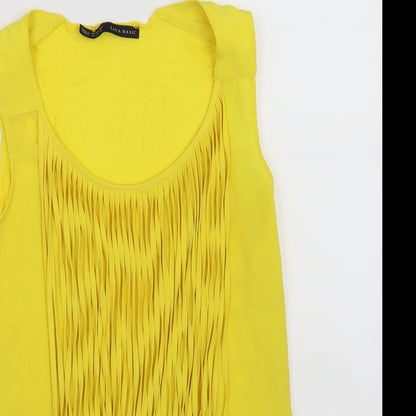 Womens UK Size XS Zara Yellow Basic Tank