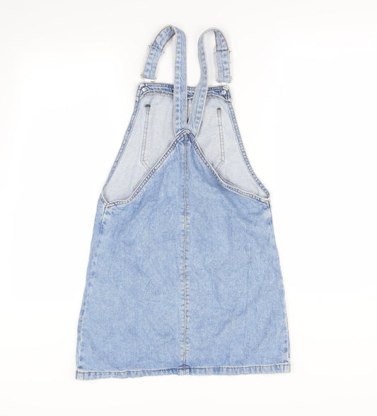 Topshop Womens Blue  Denim Pinafore/Dungaree Dress  Size 6