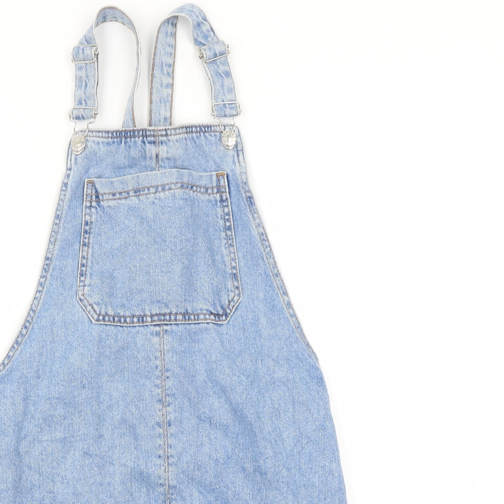 Topshop Womens Blue  Denim Pinafore/Dungaree Dress  Size 6