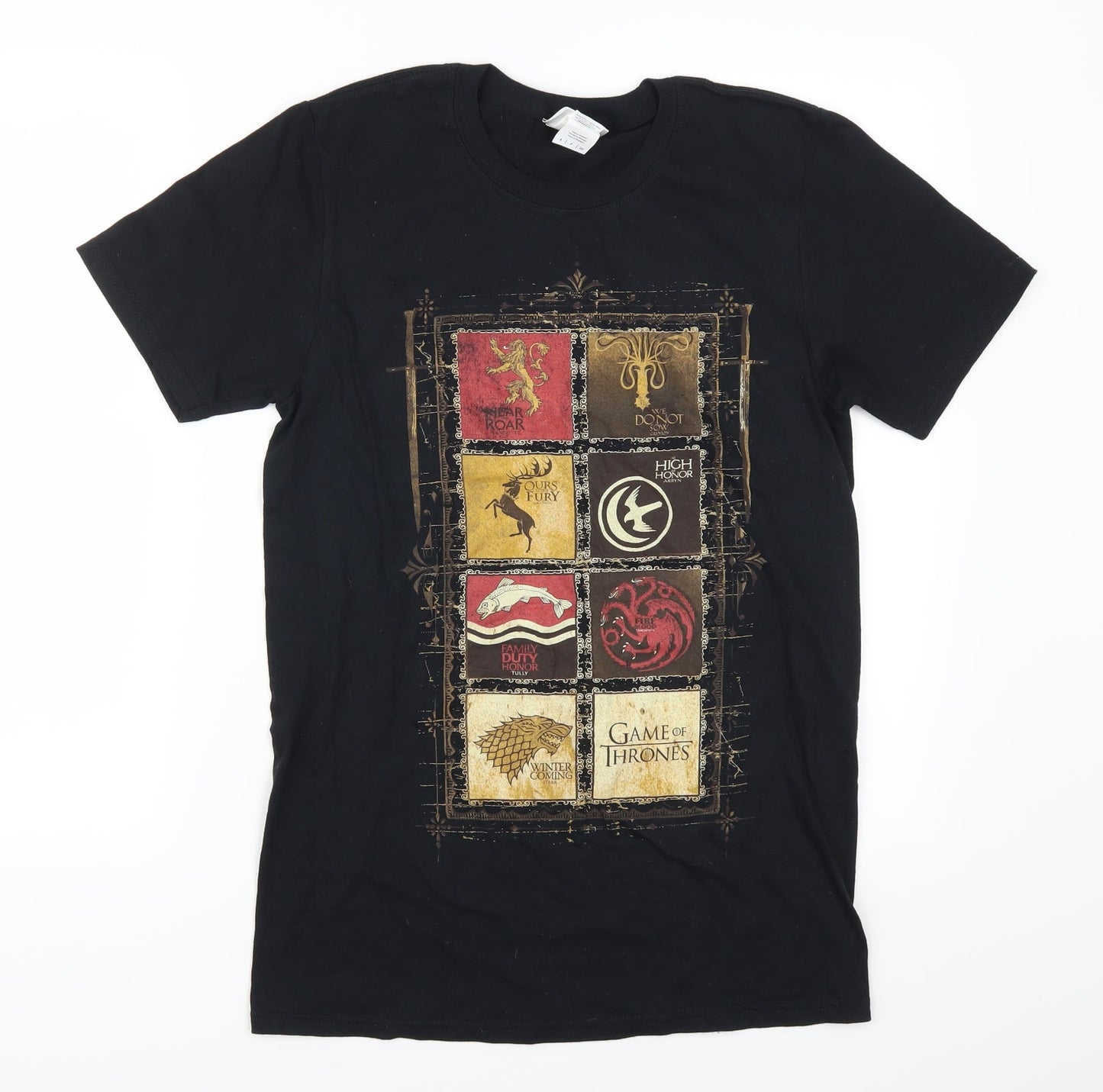 Mens UK Size S Gildan Black  T-Shirt