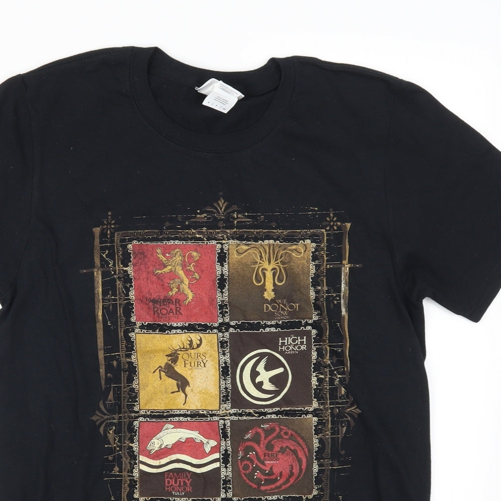 Mens UK Size S Gildan Black  T-Shirt