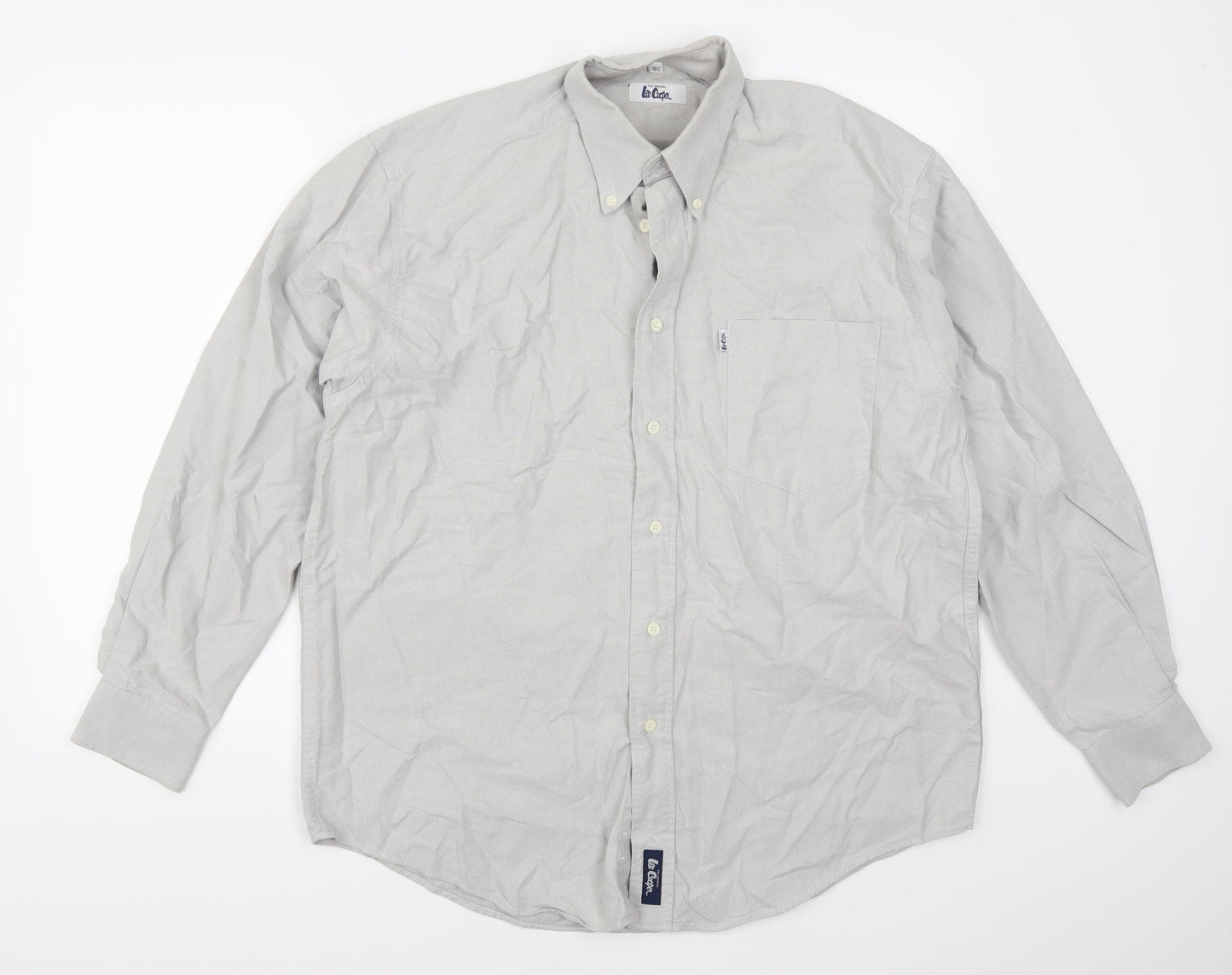 Mens UK Size 15.5 Lee Cooper Grey  Button-Up Long Sleeve Casual Shirt