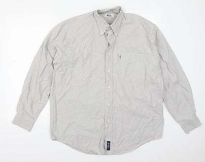 Mens UK Size 15.5 Lee Cooper Grey  Button-Up Long Sleeve Casual Shirt