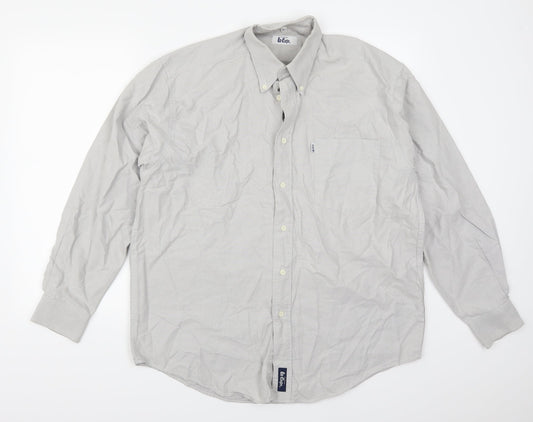 Mens UK Size 15.5 Lee Cooper Grey  Button-Up Long Sleeve Casual Shirt