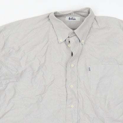 Mens UK Size 15.5 Lee Cooper Grey  Button-Up Long Sleeve Casual Shirt
