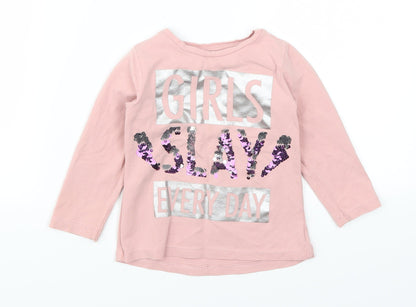 Sani Girls Pink   Basic T-Shirt Size 3 Years  - Girls Slay Everyday