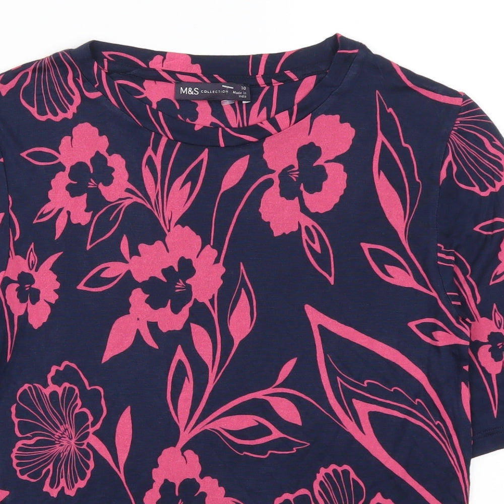 Marks and Spencer Womens Pink Floral  Basic T-Shirt Size 10