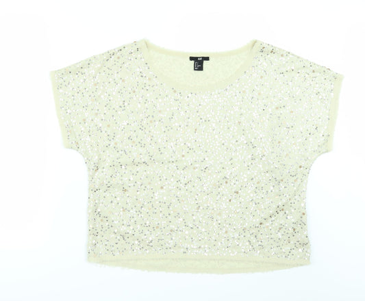 Womens UK Size S H&M Ivory Tunic Blouse