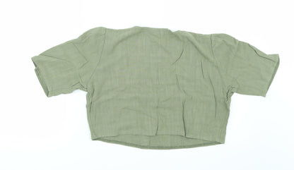 PRETTYLITTLETHING Womens Green   Cropped Blouse Size 12