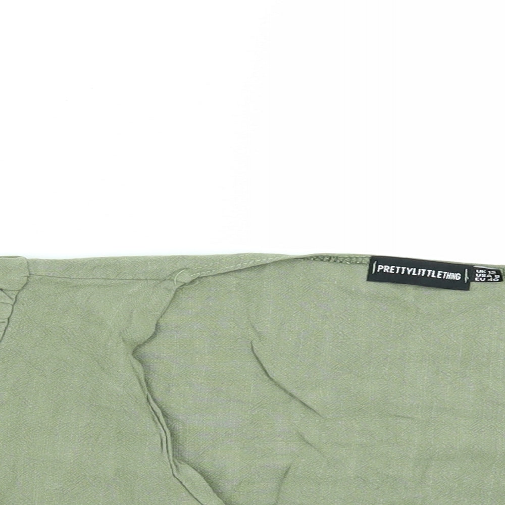PRETTYLITTLETHING Womens Green   Cropped Blouse Size 12