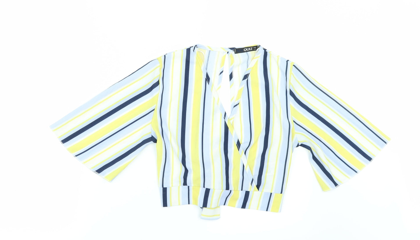 Womens UK Size 10 Quiz Multicoloured Cropped Blouse