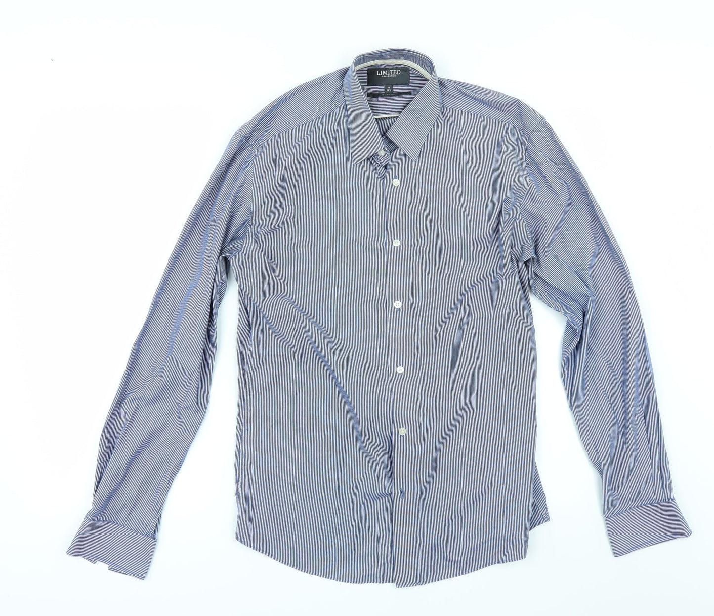 Mens UK Size 14.5 Limited Collection Blue  Button-Up Long Sleeve Casual Shirt