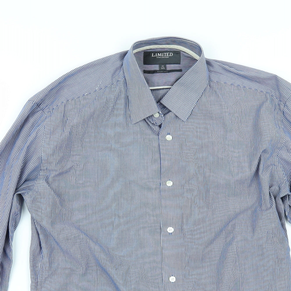 Mens UK Size 14.5 Limited Collection Blue  Button-Up Long Sleeve Casual Shirt