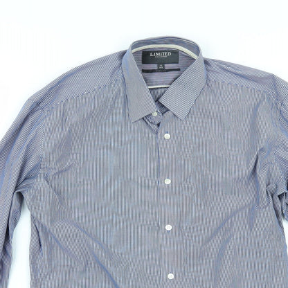 Mens UK Size 14.5 Limited Collection Blue  Button-Up Long Sleeve Casual Shirt