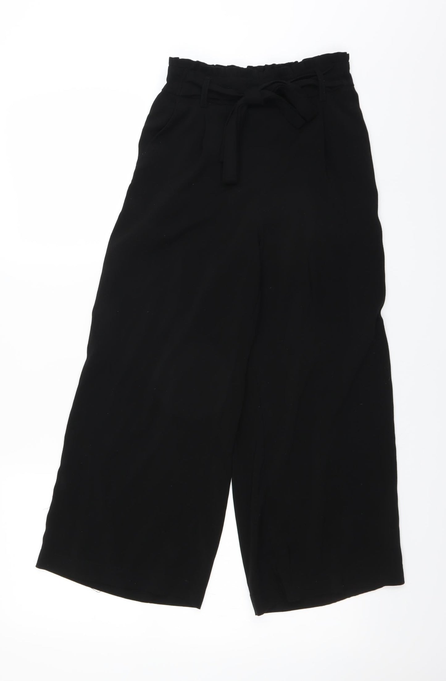 New Look Womens Black   Cropped Trousers Size 6 L22 in - WIDE LEG