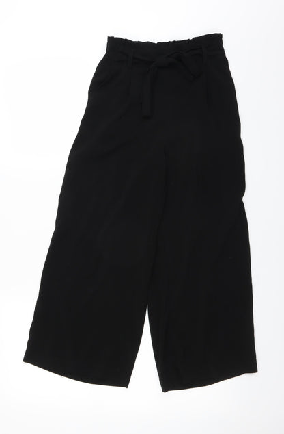 New Look Womens Black   Cropped Trousers Size 6 L22 in - WIDE LEG