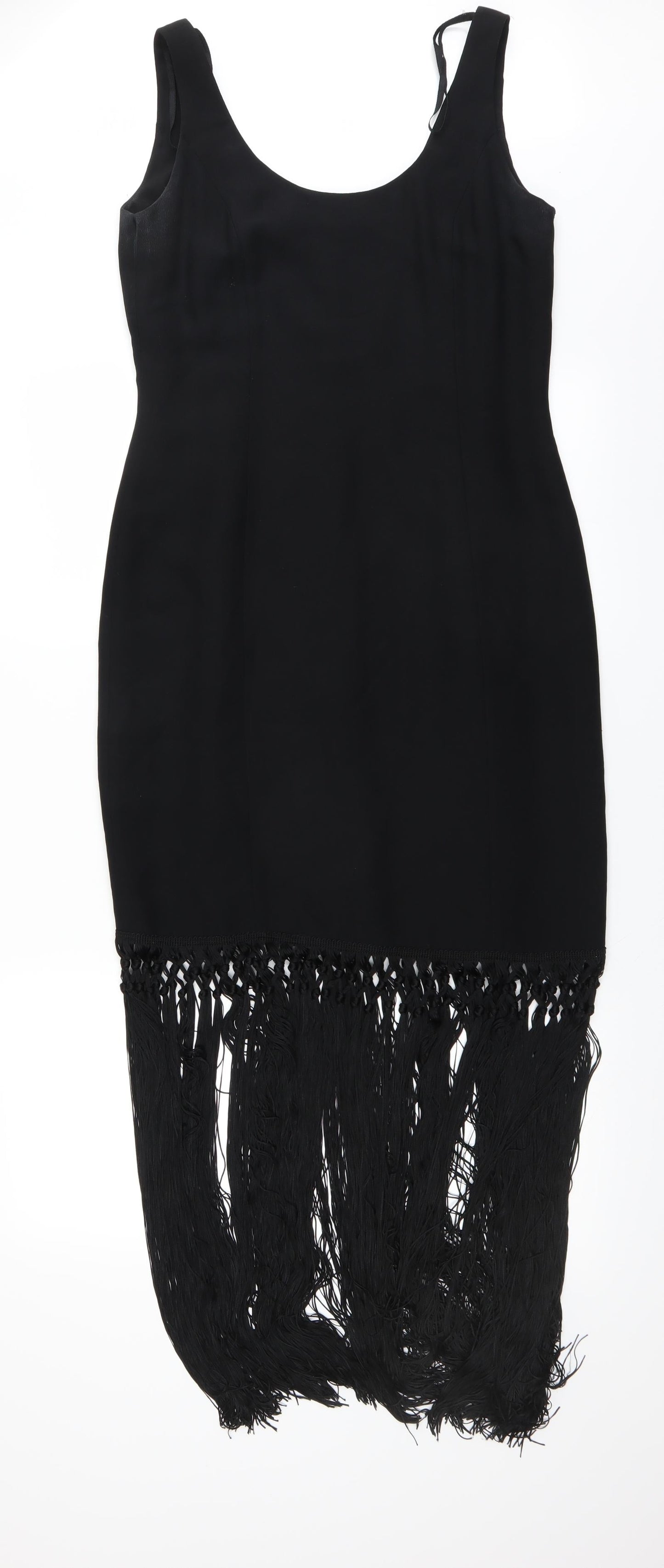 Preworn Womens Black   Shift    - Fringed hem