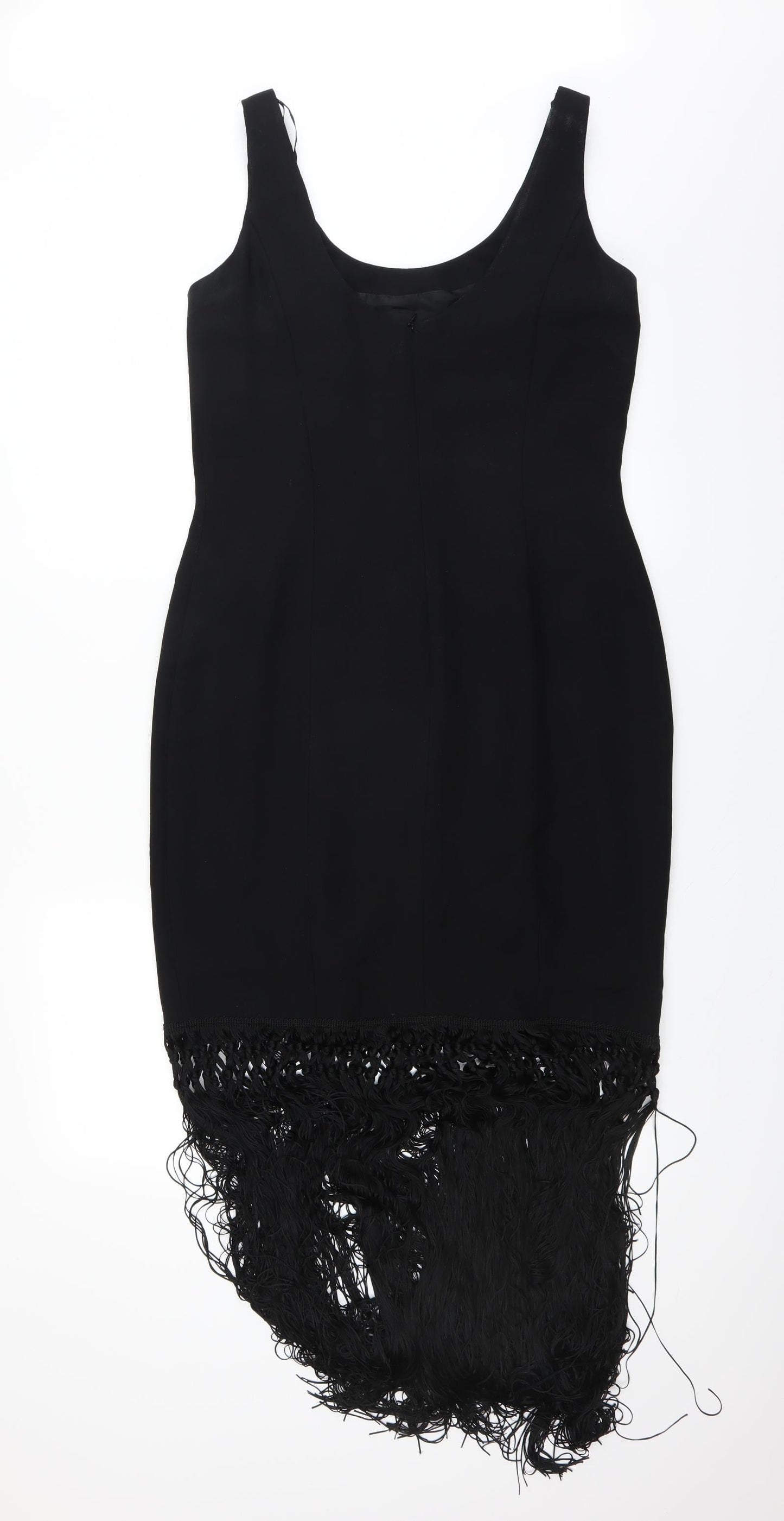 Preworn Womens Black   Shift    - Fringed hem