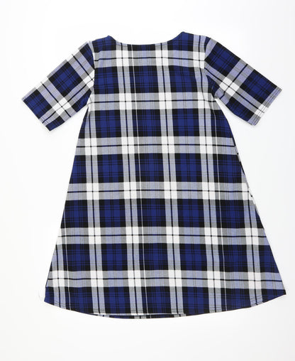 Apricot Womens Blue Plaid  T-Shirt Dress  Size 8